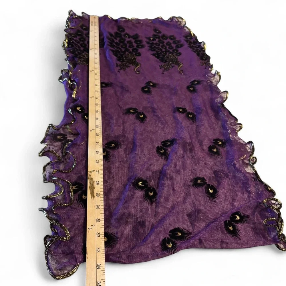 Purple Peacock Sheer Scarf Wrap Boho Y2K Festival Shawl 🌹